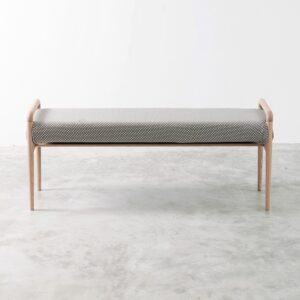 The Elithien Ltd Reefwe1 Bench in Grey and Rubberwood and Synthetic Fabric Upholstery