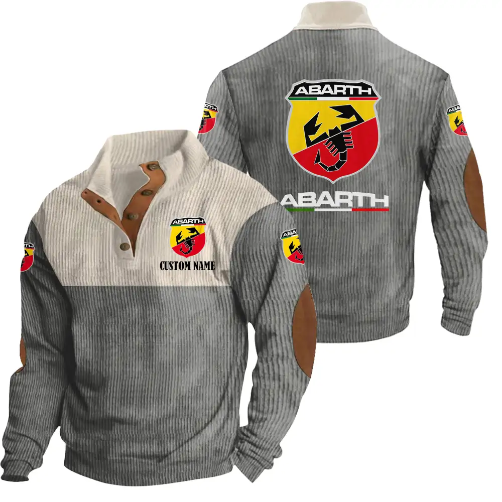 Abarth Men's Corduroy Casual Stand Collar Sweatshirts Vintage Color Customize Name and Logo Car or Motorcycles model - Image 5