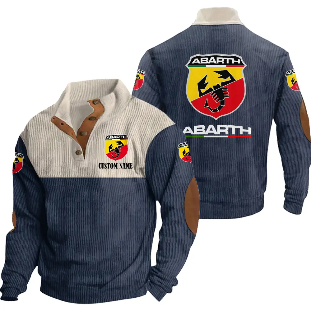 Abarth Men's Corduroy Casual Stand Collar Sweatshirts Vintage Color Customize Name and Logo Car or Motorcycles model - Image 3