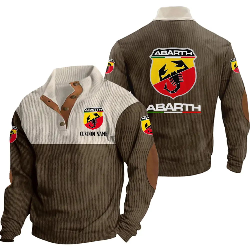 Abarth Men's Corduroy Casual Stand Collar Sweatshirts Vintage Color Customize Name and Logo Car or Motorcycles model - Image 6