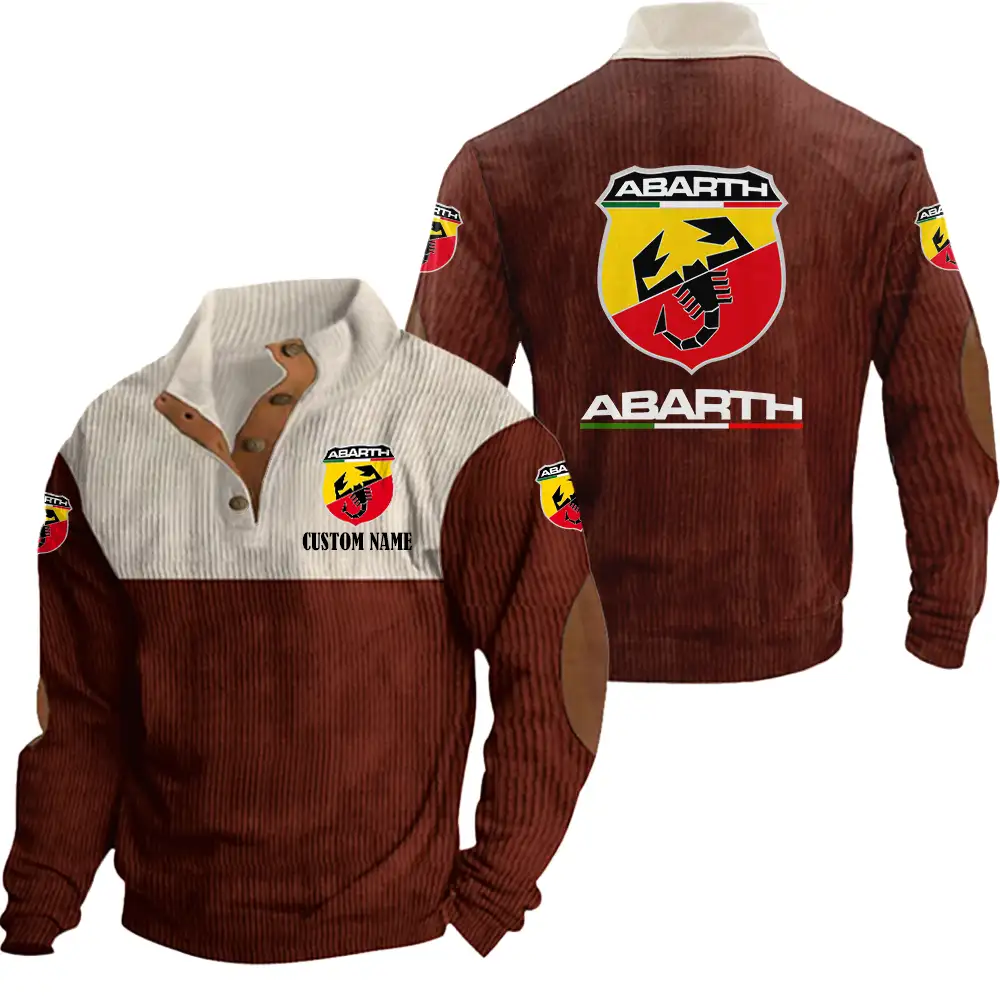 Abarth Men's Corduroy Casual Stand Collar Sweatshirts Vintage Color Customize Name and Logo Car or Motorcycles model - Image 4