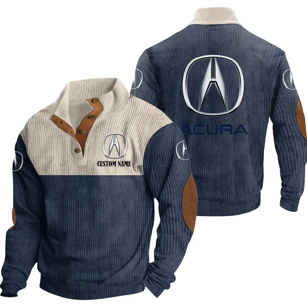 Acura Men's Corduroy Casual Stand Collar Sweatshirts Vintage Color Customize Name and Logo Car or Motorcycles model - Image 3