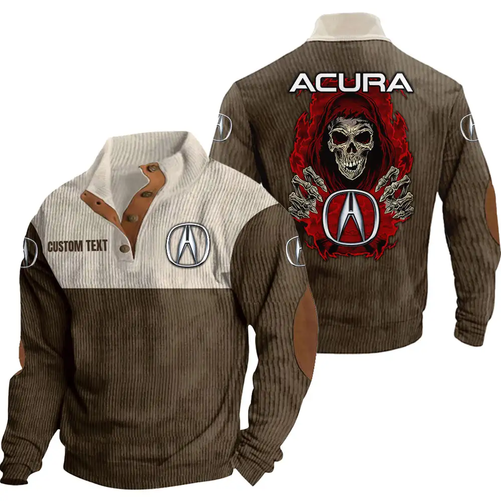Acura Men's Corduroy Casual Stand Collar Sweatshirts Vintage Color Customize Name and Logo Car or Motorcycles model Skull MTL1 - Image 6