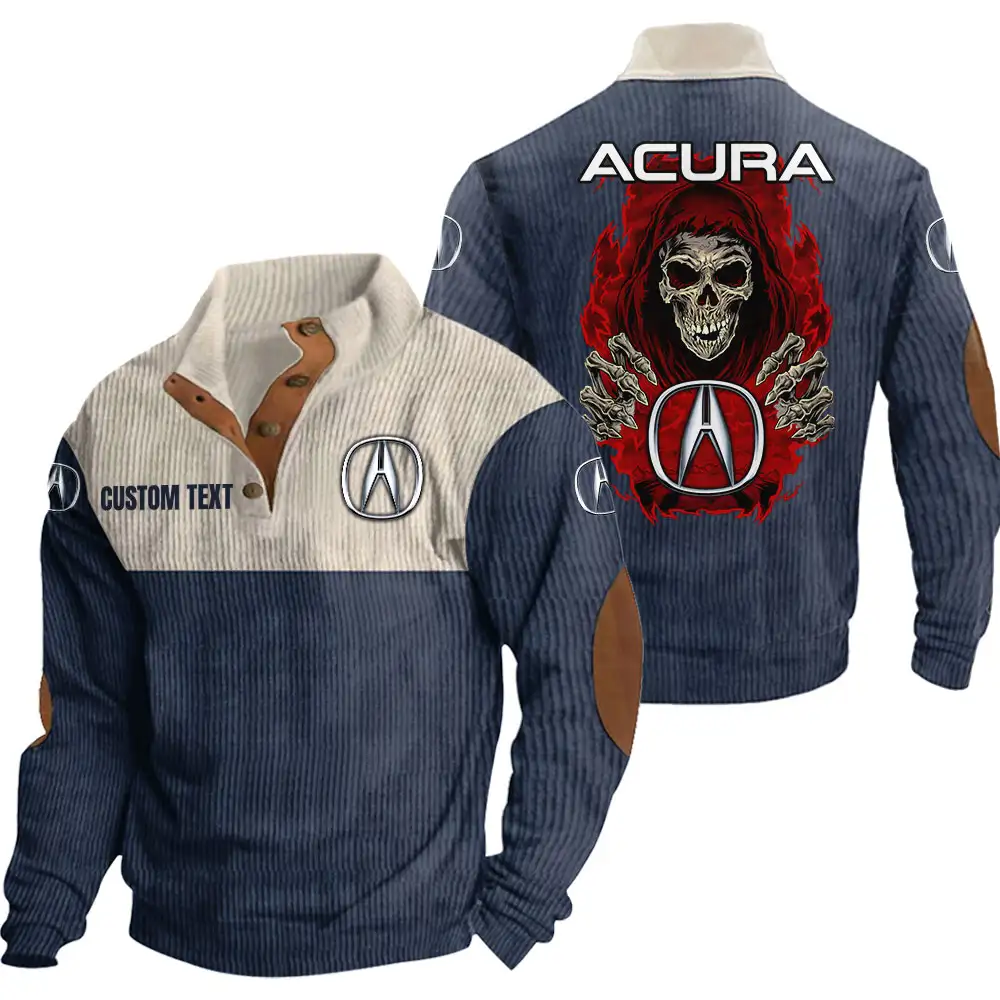Acura Men's Corduroy Casual Stand Collar Sweatshirts Vintage Color Customize Name and Logo Car or Motorcycles model Skull MTL1 - Image 3
