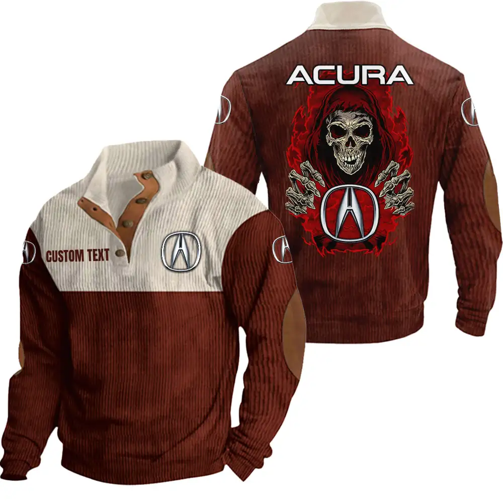 Acura Men's Corduroy Casual Stand Collar Sweatshirts Vintage Color Customize Name and Logo Car or Motorcycles model Skull MTL1 - Image 4