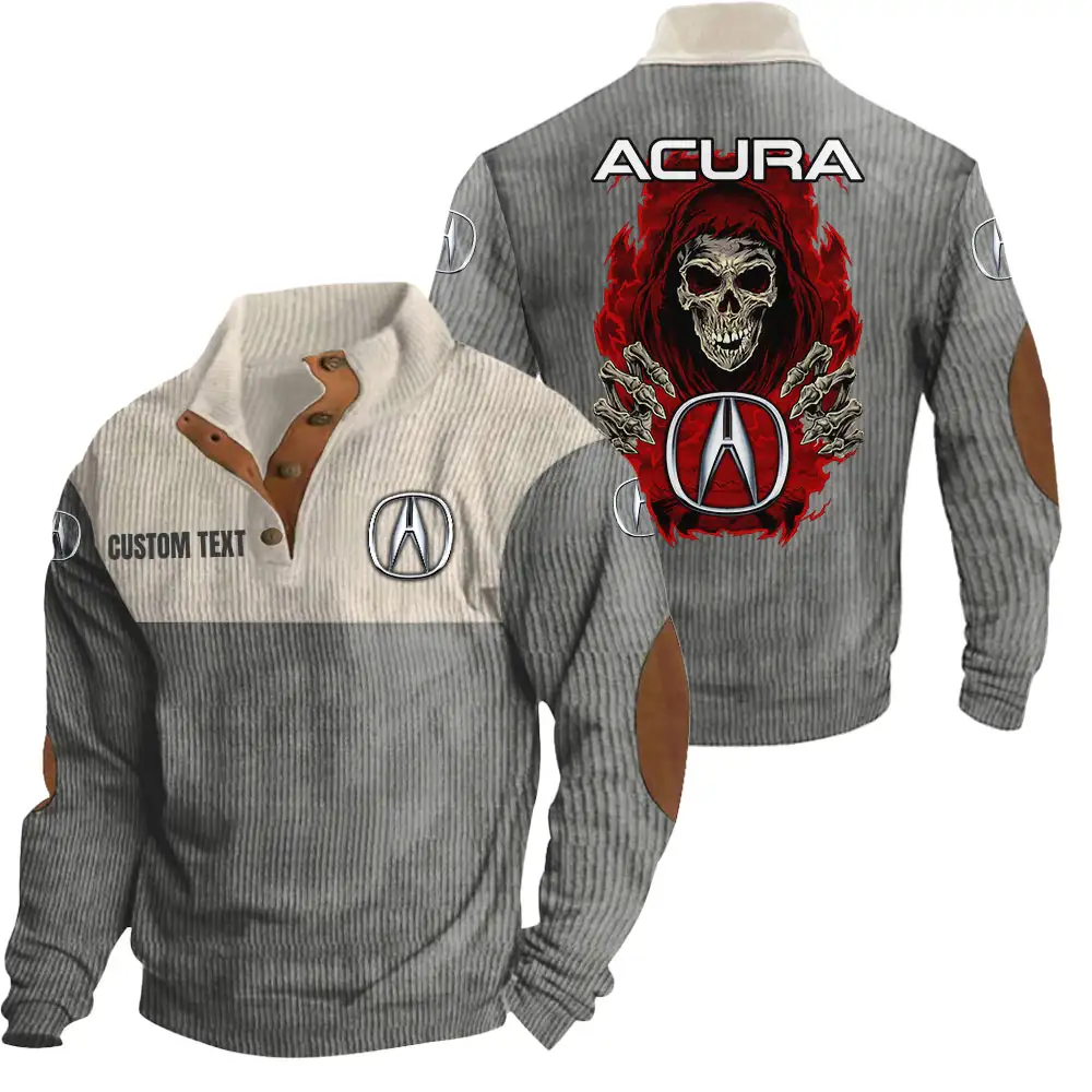 Acura Men's Corduroy Casual Stand Collar Sweatshirts Vintage Color Customize Name and Logo Car or Motorcycles model Skull MTL1 - Image 5