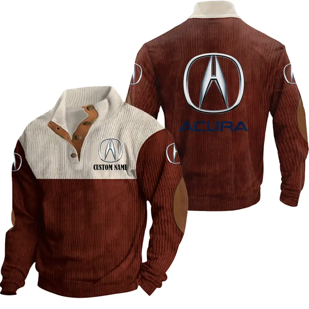 Acura Men's Corduroy Casual Stand Collar Sweatshirts Vintage Color Customize Name and Logo Car or Motorcycles model - Image 4