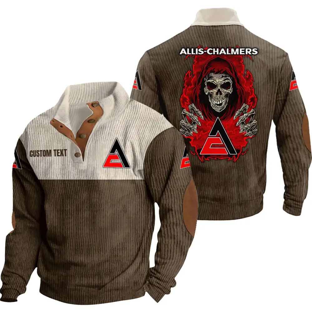 Allis Chalmers Men's Corduroy Casual Stand Collar Sweatshirts Vintage Color Customize Name and Logo Car or Motorcycles model Skull MTL1 - Image 6
