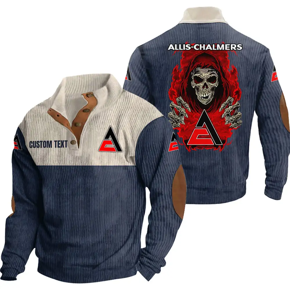 Allis Chalmers Men's Corduroy Casual Stand Collar Sweatshirts Vintage Color Customize Name and Logo Car or Motorcycles model Skull MTL1 - Image 3