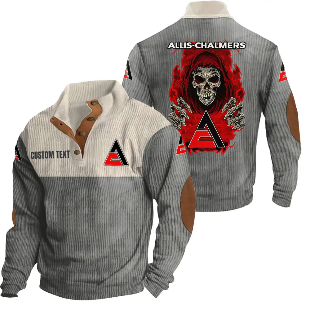 Allis Chalmers Men's Corduroy Casual Stand Collar Sweatshirts Vintage Color Customize Name and Logo Car or Motorcycles model Skull MTL1 - Image 5