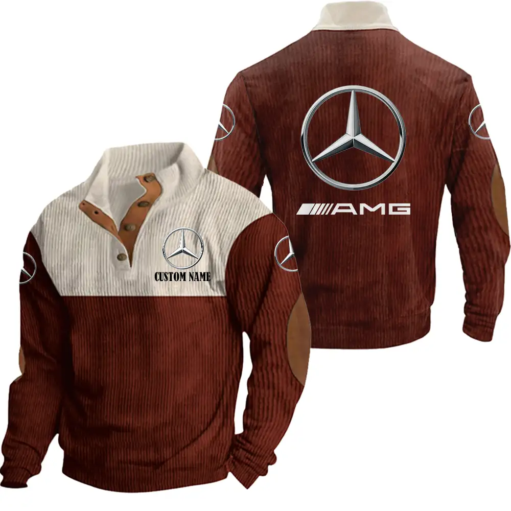 AMG Men's Corduroy Casual Stand Collar Sweatshirts Vintage Color Customize Name and Logo Car or Motorcycles model - Image 4
