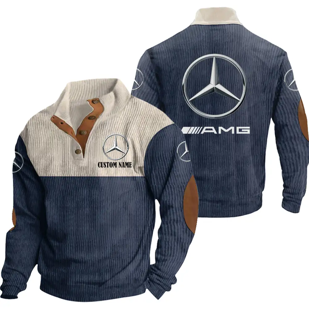 AMG Men's Corduroy Casual Stand Collar Sweatshirts Vintage Color Customize Name and Logo Car or Motorcycles model - Image 3