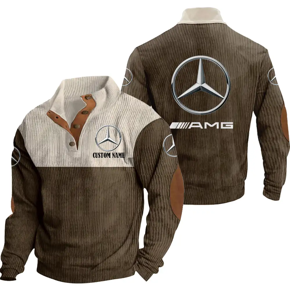 AMG Men's Corduroy Casual Stand Collar Sweatshirts Vintage Color Customize Name and Logo Car or Motorcycles model - Image 6