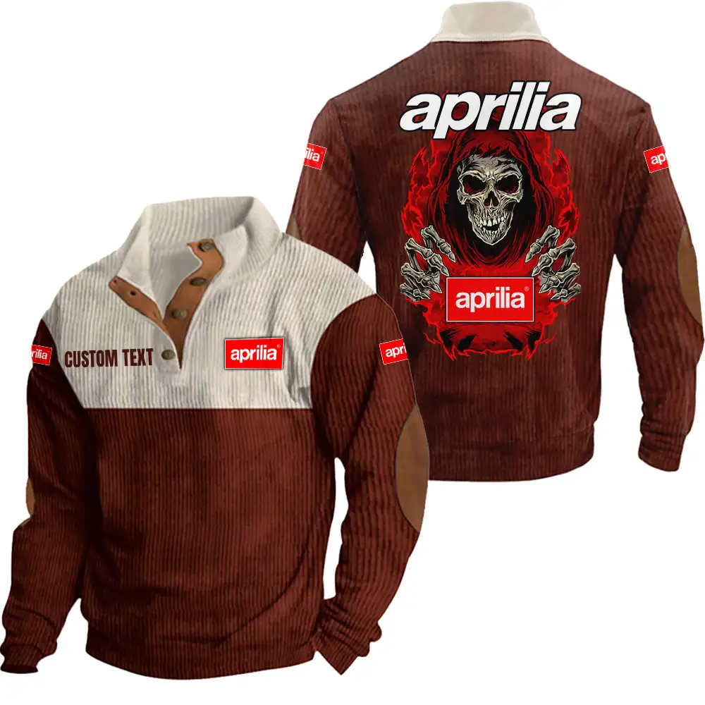 Aprilia Men's Corduroy Casual Stand Collar Sweatshirts Vintage Color Customize Name and Logo Car or Motorcycles model Skull MTL1 - Image 4