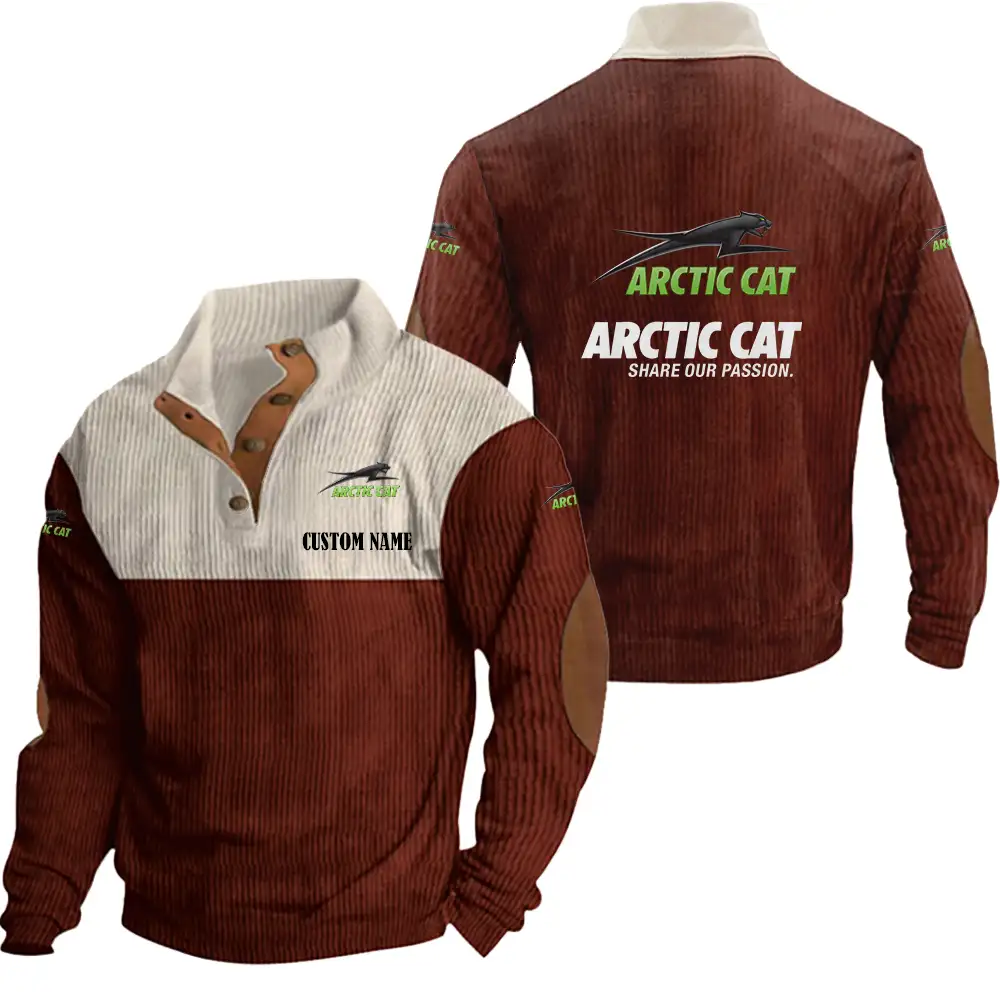 Arctic cat Men's Corduroy Casual Stand Collar Sweatshirts Vintage Color Customize Name and Logo Car or Motorcycles model - Image 4