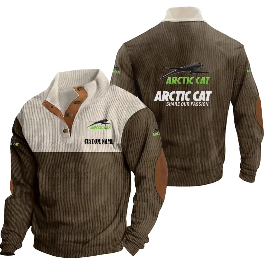 Arctic cat Men's Corduroy Casual Stand Collar Sweatshirts Vintage Color Customize Name and Logo Car or Motorcycles model - Image 6