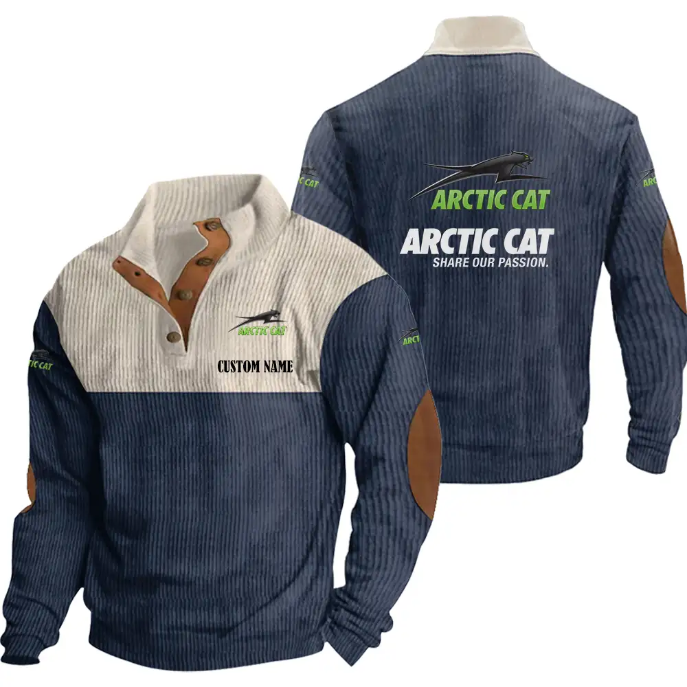 Arctic cat Men's Corduroy Casual Stand Collar Sweatshirts Vintage Color Customize Name and Logo Car or Motorcycles model - Image 3