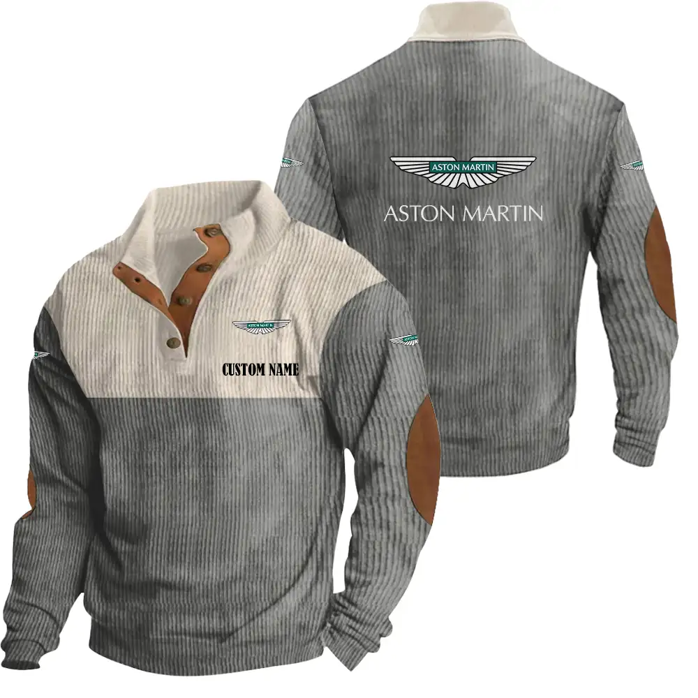 Aston Martin Men's Corduroy Casual Stand Collar Sweatshirts Vintage Color Customize Name and Logo Car or Motorcycles model - Image 5