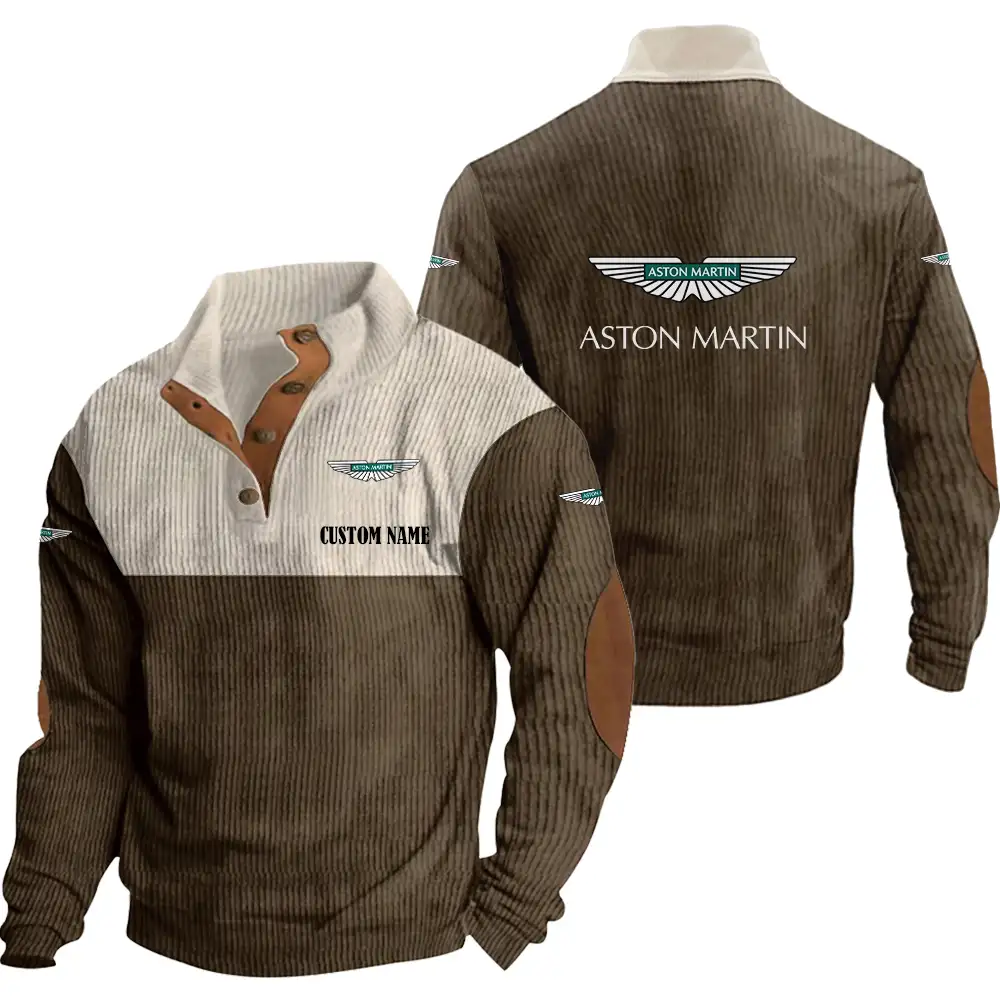 Aston Martin Men's Corduroy Casual Stand Collar Sweatshirts Vintage Color Customize Name and Logo Car or Motorcycles model - Image 6