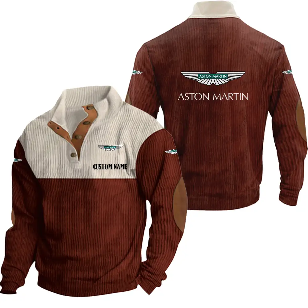 Aston Martin Men's Corduroy Casual Stand Collar Sweatshirts Vintage Color Customize Name and Logo Car or Motorcycles model - Image 4