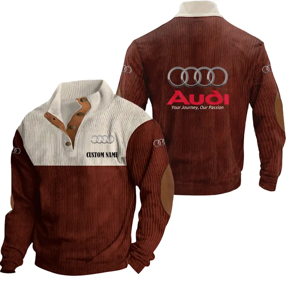 Audi Men's Corduroy Casual Stand Collar Sweatshirts Vintage Color Customize Name and Logo Car or Motorcycles model - Image 4