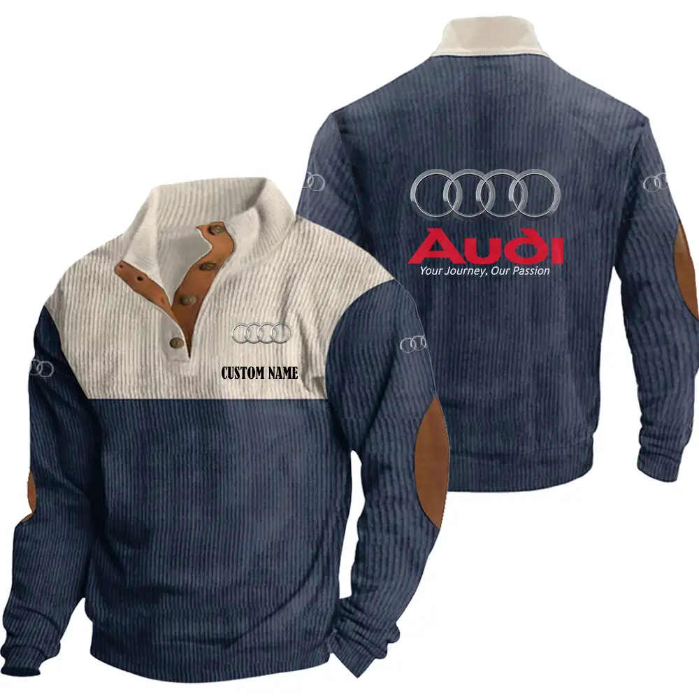 Audi Men's Corduroy Casual Stand Collar Sweatshirts Vintage Color Customize Name and Logo Car or Motorcycles model - Image 3