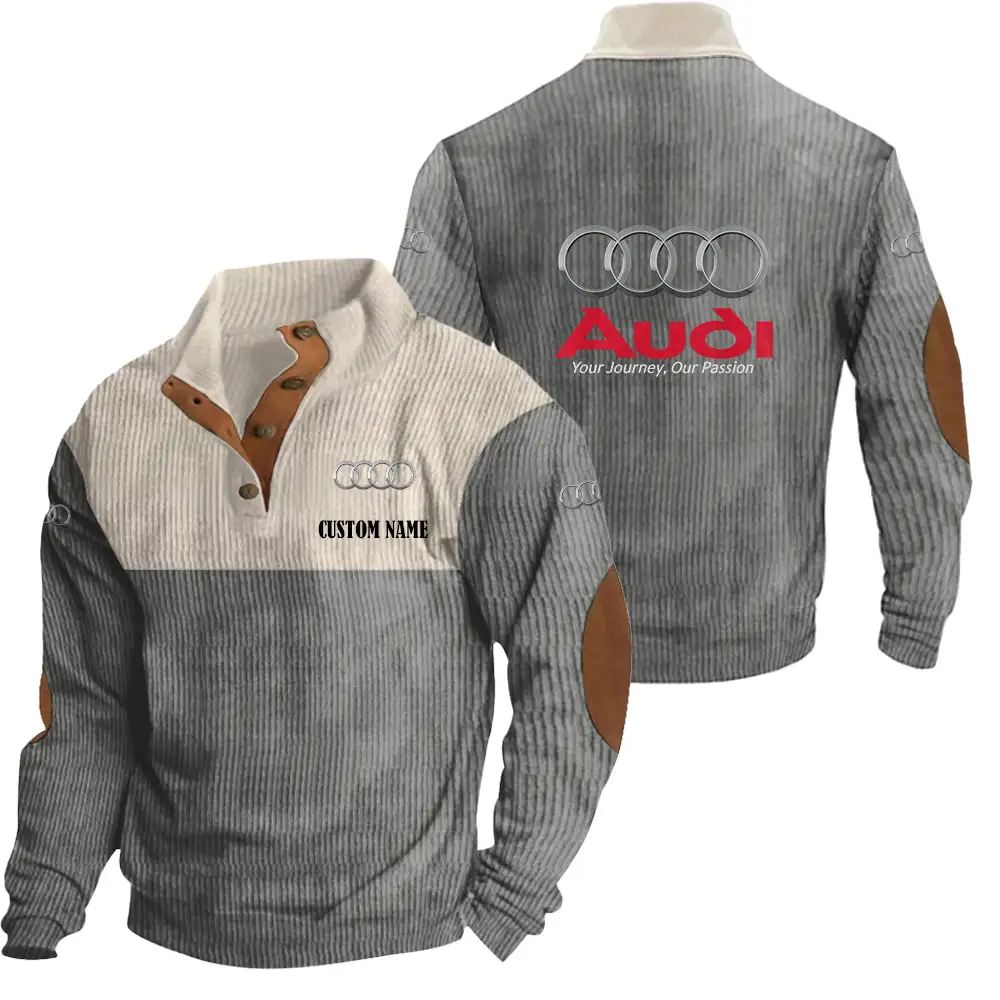 Audi Men's Corduroy Casual Stand Collar Sweatshirts Vintage Color Customize Name and Logo Car or Motorcycles model - Image 5