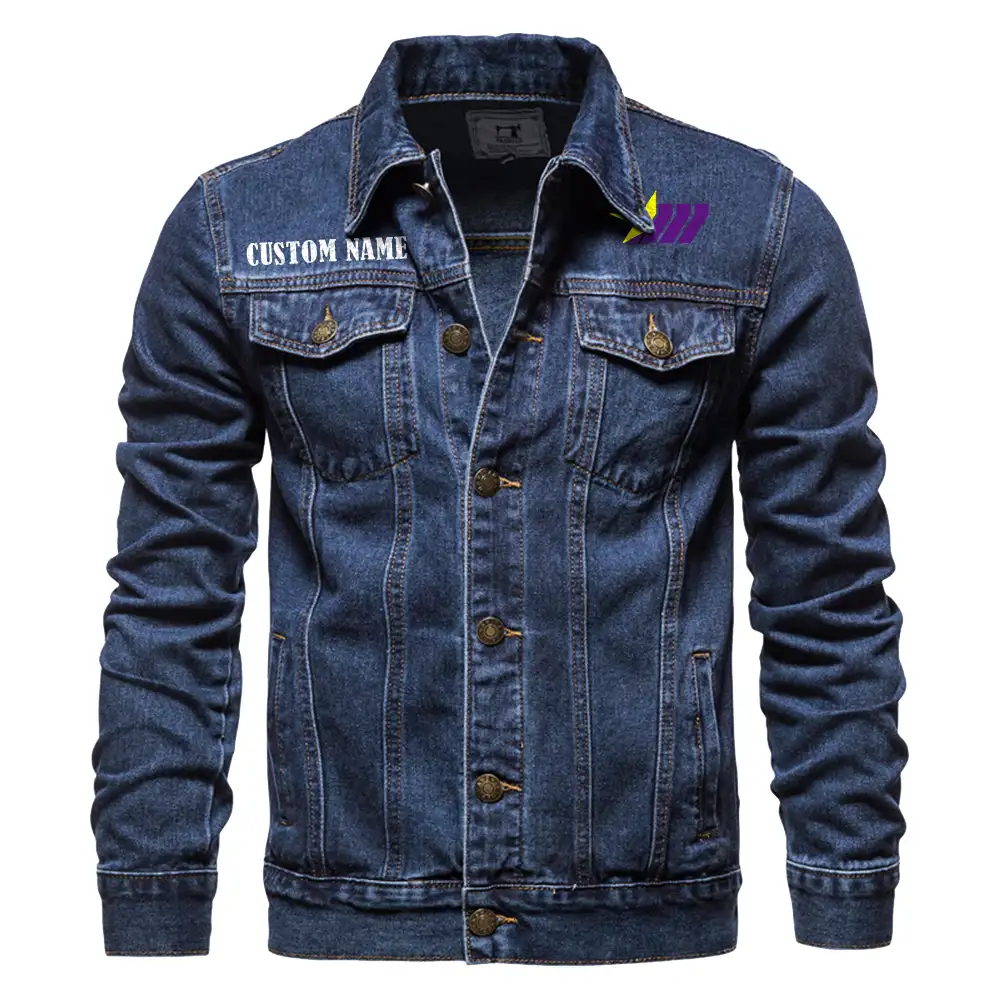Aurora Denim jacket Vintage Style Black, Light-Blue and Dark-Blue Color, Customize name, Logo Car or motor model, Denim clothing - Image 4