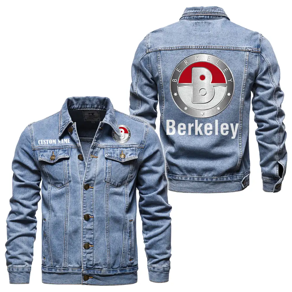 Berkeley Denim jacket Vintage Style Black, Light-Blue and Dark-Blue Color, Customize name, Logo Car or motor model, Denim clothing - Image 3