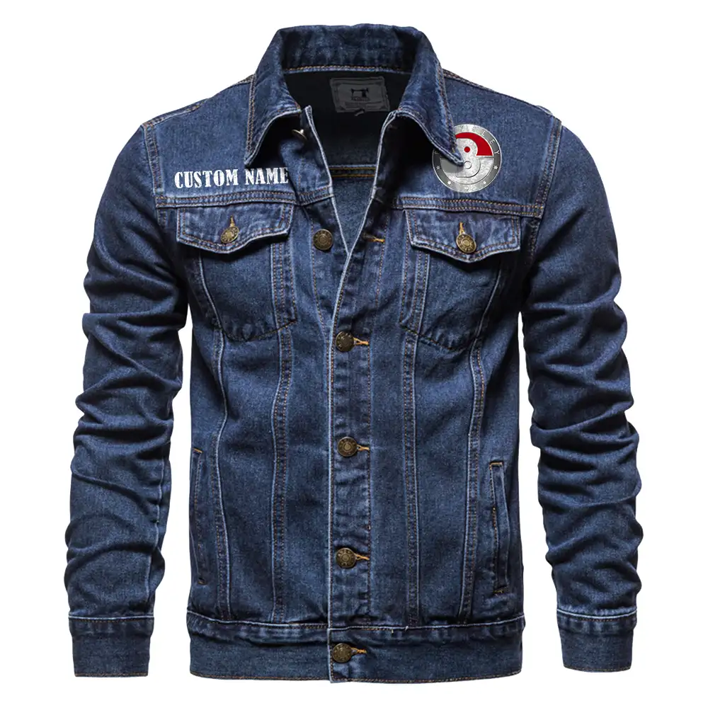 Berkeley Denim jacket Vintage Style Black, Light-Blue and Dark-Blue Color, Customize name, Logo Car or motor model, Denim clothing - Image 4