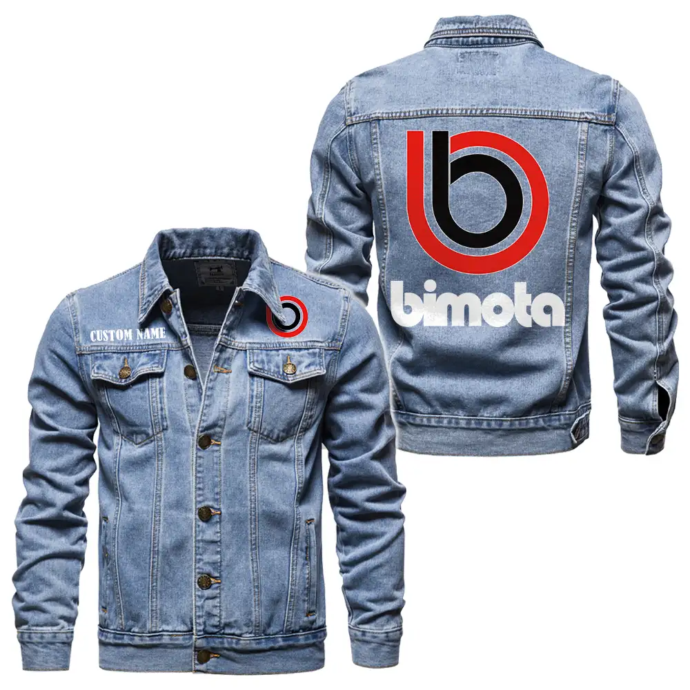 Bimota Denim jacket Vintage Style Black, Light-Blue and Dark-Blue Color, Customize name, Logo Car or motor model, Denim clothing - Image 3