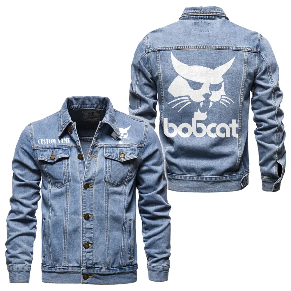 Bobcat Company Denim jacket Vintage Style Black, Light-Blue and Dark-Blue Color, Customize name, Logo Car or motor model, Denim clothing - Image 3