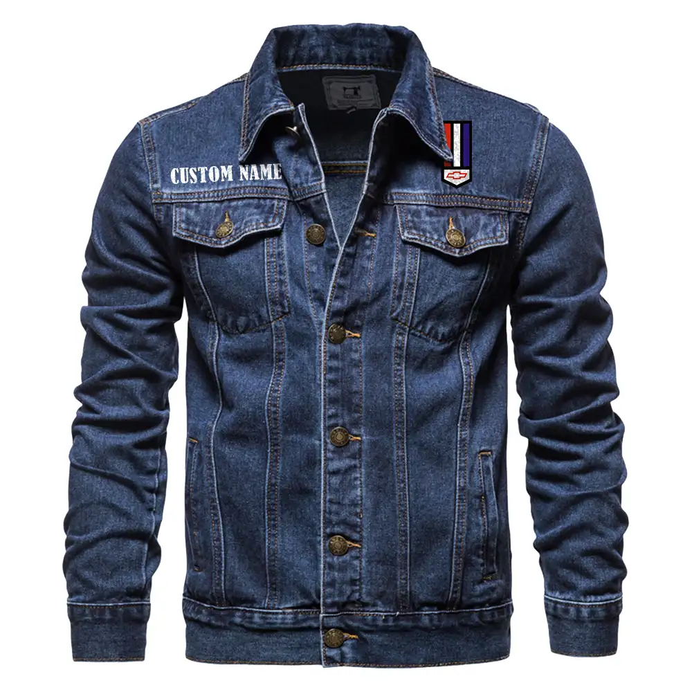 Camaro SS Denim jacket Vintage Style Black, Light-Blue and Dark-Blue Color, Customize name, Logo Car or motor model, Denim clothing - Image 4