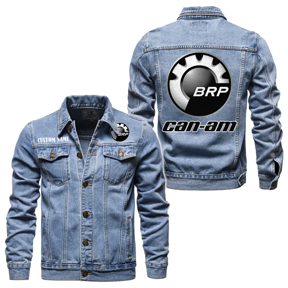 Can Am motorcycles Denim jacket Vintage Style Black, Light-Blue and Dark-Blue Color, Customize name, Logo Car or motor model, Denim clothing - Image 3