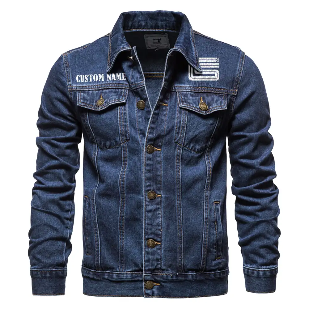 Carroll Shelby Denim jacket Vintage Style Black, Light-Blue and Dark-Blue Color, Customize name, Logo Car or motor model, Denim clothing - Image 4