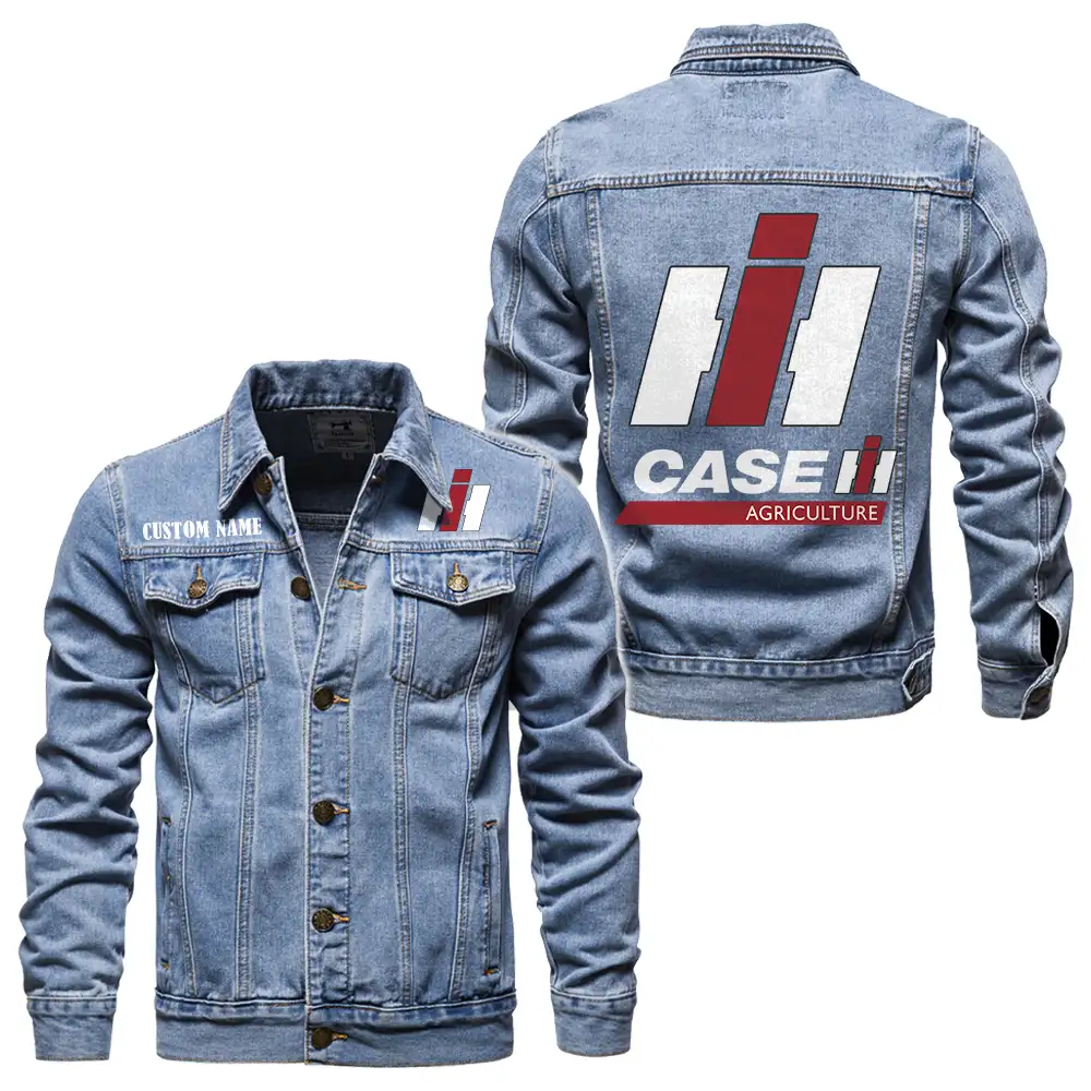 Case IH Denim jacket Vintage Style Black, Light-Blue and Dark-Blue Color, Customize name, Logo Car or motor model, Denim clothing - Image 3