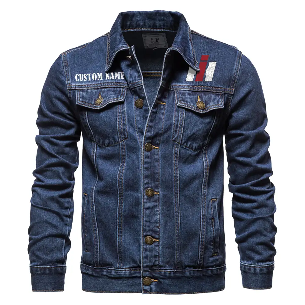 Case IH Denim jacket Vintage Style Black, Light-Blue and Dark-Blue Color, Customize name, Logo Car or motor model, Denim clothing - Image 4