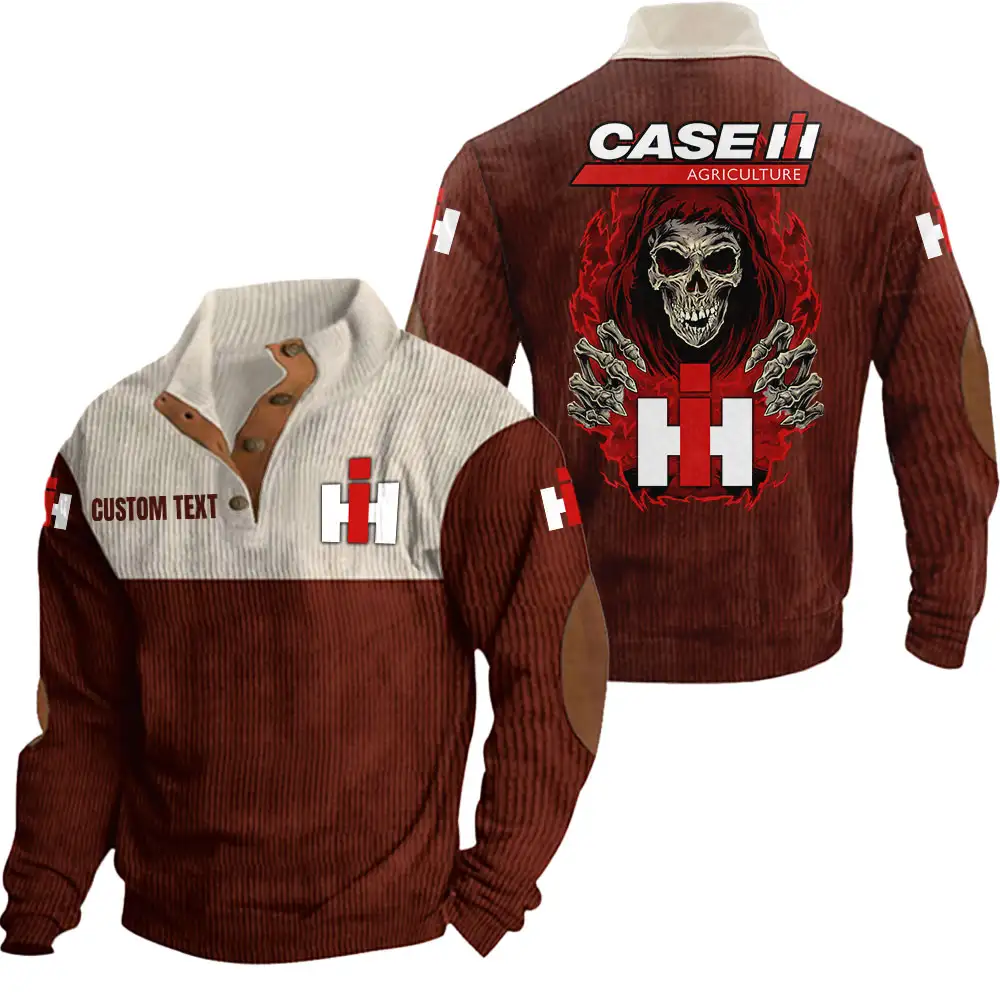 Case IH Men's Corduroy Casual Stand Collar Sweatshirts Vintage Color Customize Name and Logo Car or Motorcycles model Skull MTL1 - Image 4