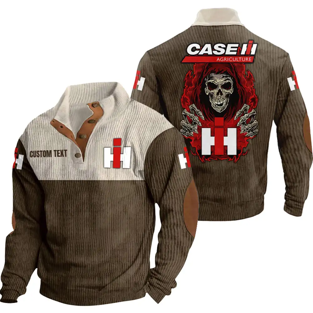 Case IH Men's Corduroy Casual Stand Collar Sweatshirts Vintage Color Customize Name and Logo Car or Motorcycles model Skull MTL1 - Image 6