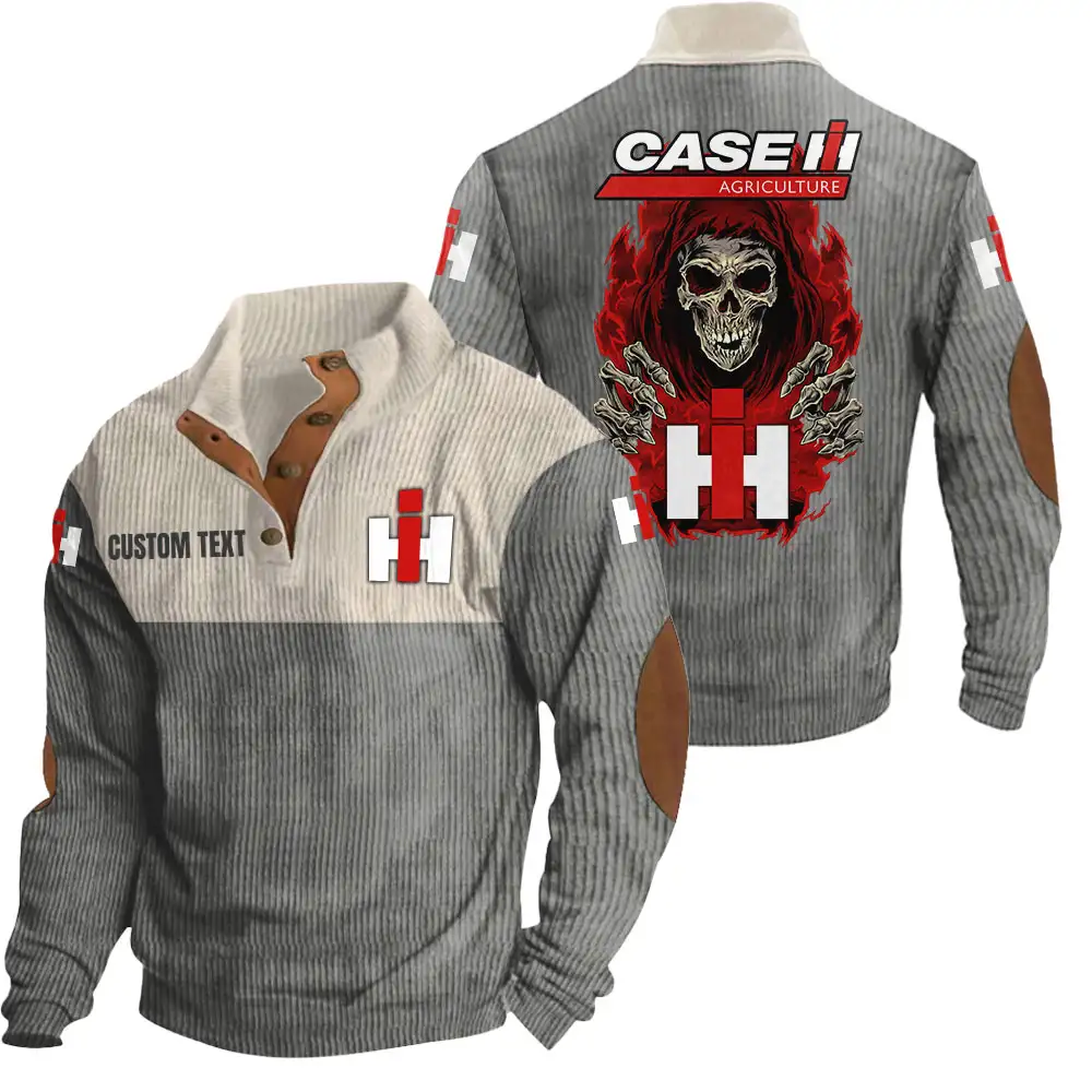 Case IH Men's Corduroy Casual Stand Collar Sweatshirts Vintage Color Customize Name and Logo Car or Motorcycles model Skull MTL1 - Image 5