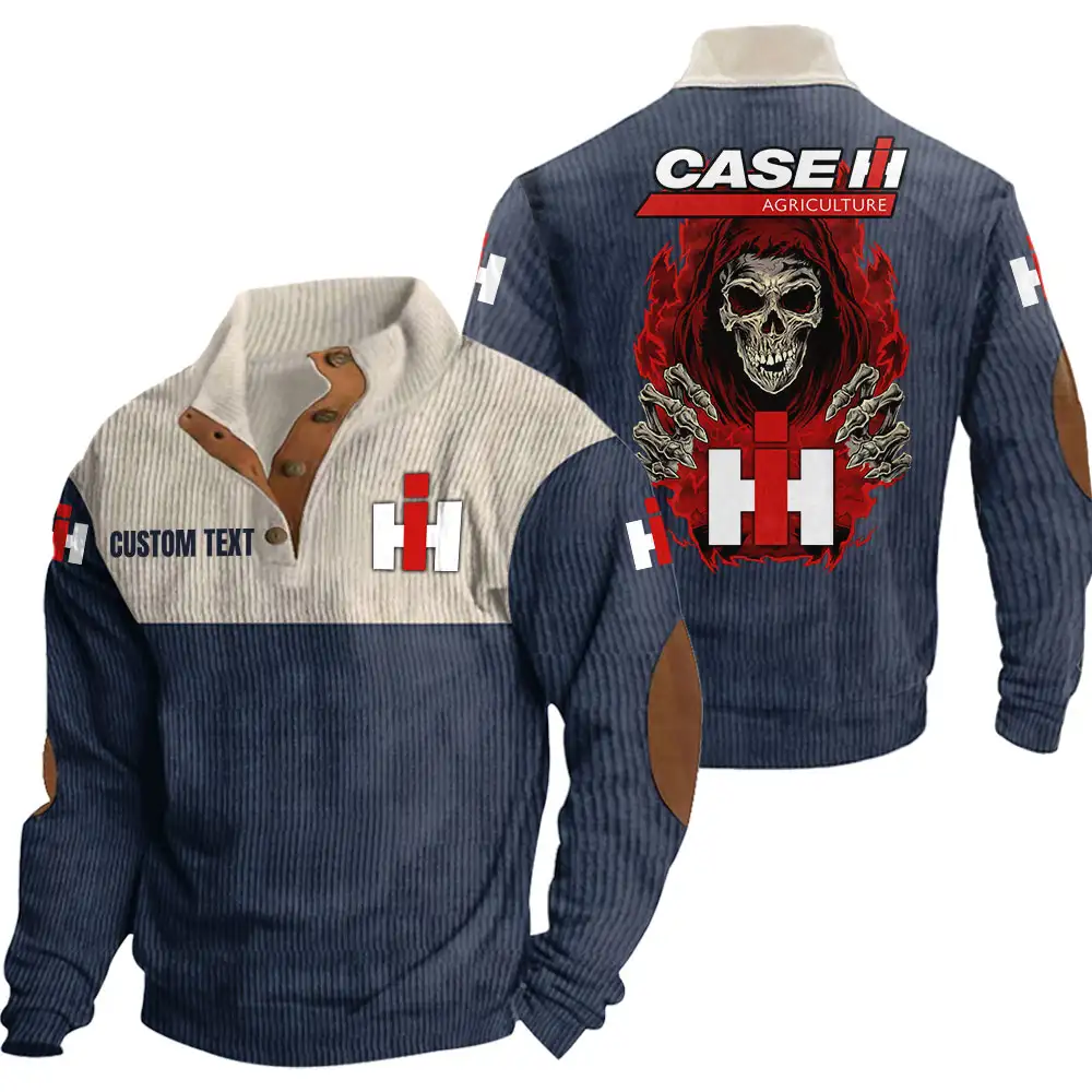 Case IH Men's Corduroy Casual Stand Collar Sweatshirts Vintage Color Customize Name and Logo Car or Motorcycles model Skull MTL1 - Image 3