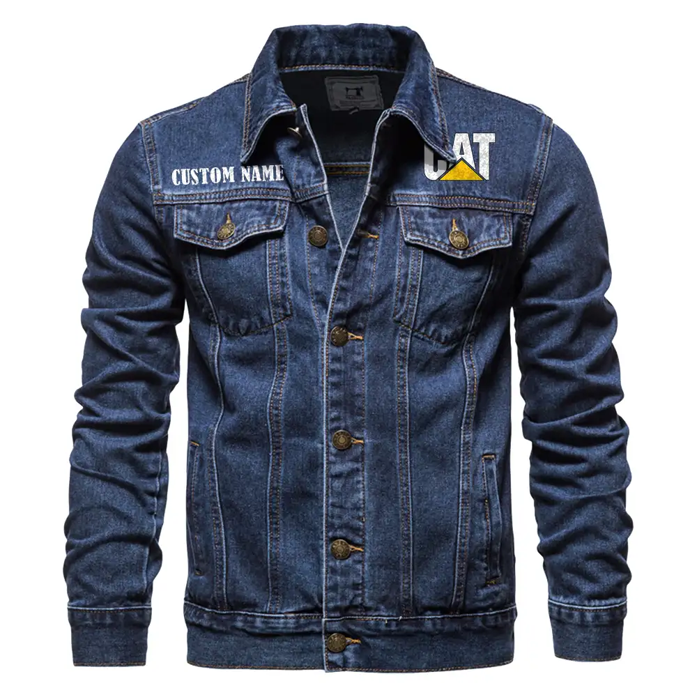Caterpillar Inc Denim jacket Vintage Style Black, Light-Blue and Dark-Blue Color, Customize name, Logo Car or motor model, Denim clothing - Image 4