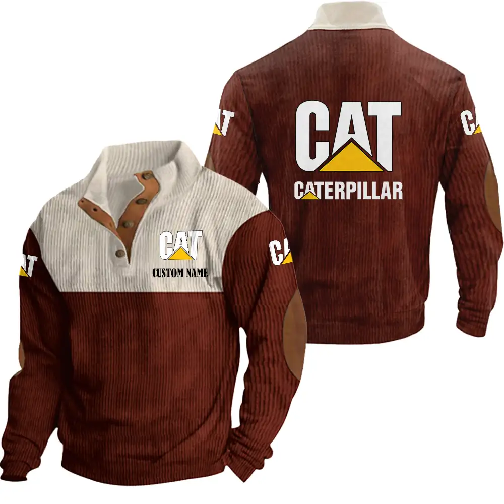 Caterpillar Men's Corduroy Casual Stand Collar Sweatshirts Vintage Color Customize Name and Logo Car or Motorcycles model - Image 4