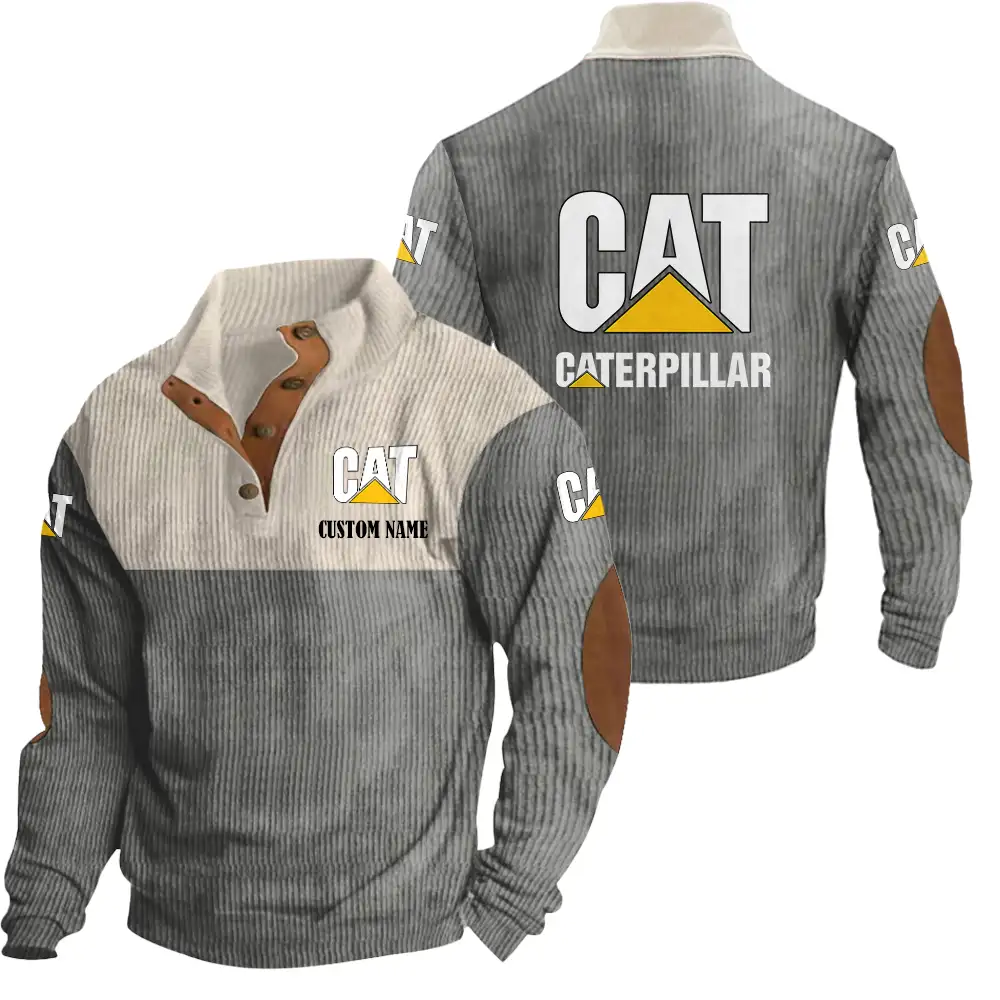 Caterpillar Men's Corduroy Casual Stand Collar Sweatshirts Vintage Color Customize Name and Logo Car or Motorcycles model - Image 5