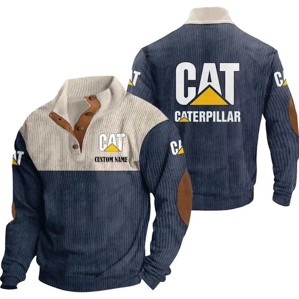 Caterpillar Men's Corduroy Casual Stand Collar Sweatshirts Vintage Color Customize Name and Logo Car or Motorcycles model - Image 3