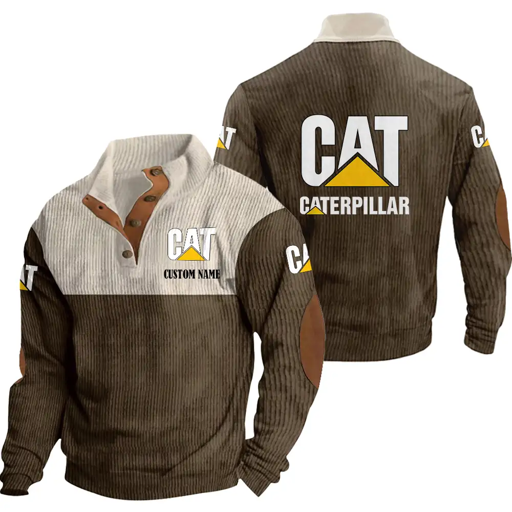 Caterpillar Men's Corduroy Casual Stand Collar Sweatshirts Vintage Color Customize Name and Logo Car or Motorcycles model - Image 6