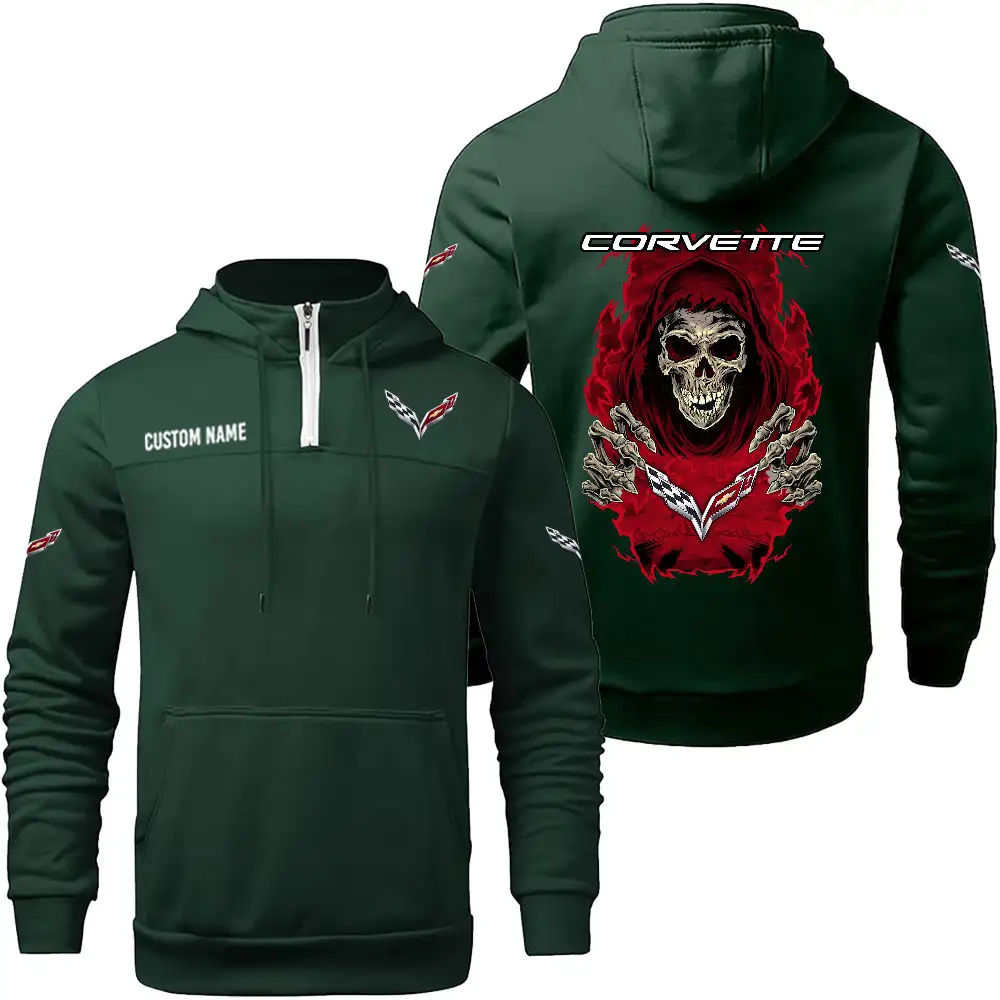 Chevrolet Corvette Hoodie sweater Winter Casual Top Sweater Solid Color Sweatshirts Hooded Zipper Customize Name and Logo Car or Motorcycles model Skull MTL1 - Image 3