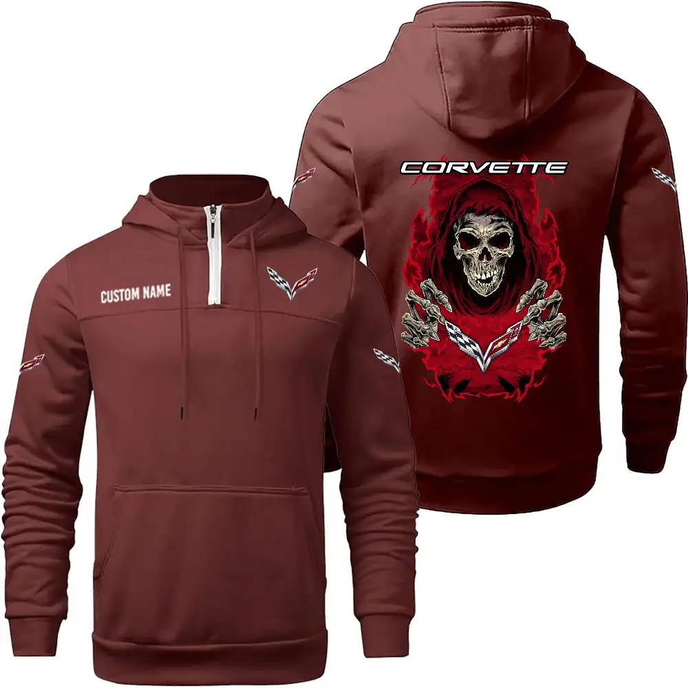 Chevrolet Corvette Hoodie sweater Winter Casual Top Sweater Solid Color Sweatshirts Hooded Zipper Customize Name and Logo Car or Motorcycles model Skull MTL1 - Image 7