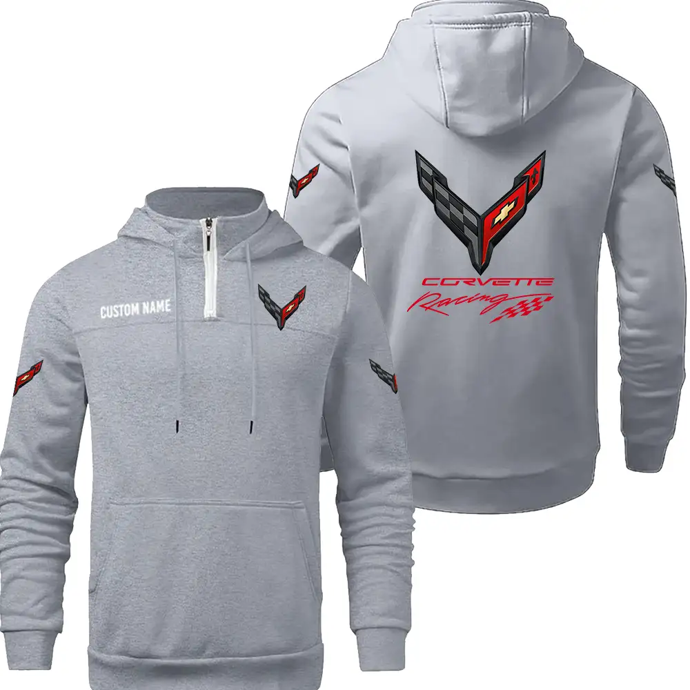 Corvette C8 Hoodie sweater Winter Casual Top Sweater Solid Color Sweatshirts Hooded Zipper Customize Name and Logo Car or Motorcycles model - Image 4