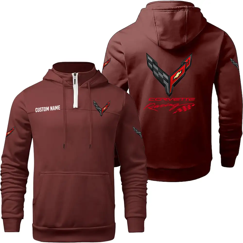 Corvette C8 Hoodie sweater Winter Casual Top Sweater Solid Color Sweatshirts Hooded Zipper Customize Name and Logo Car or Motorcycles model - Image 6